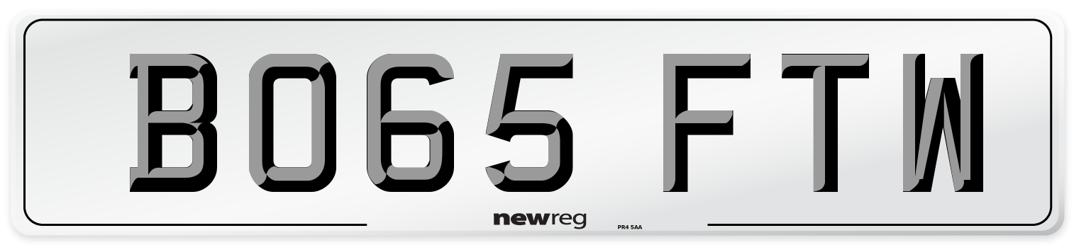 BO65 FTW Number Plate from New Reg